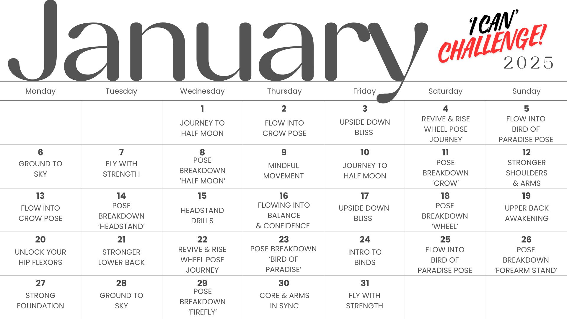 Black and White Minimalistic Simple Monthly Planner January 2025 Calendar